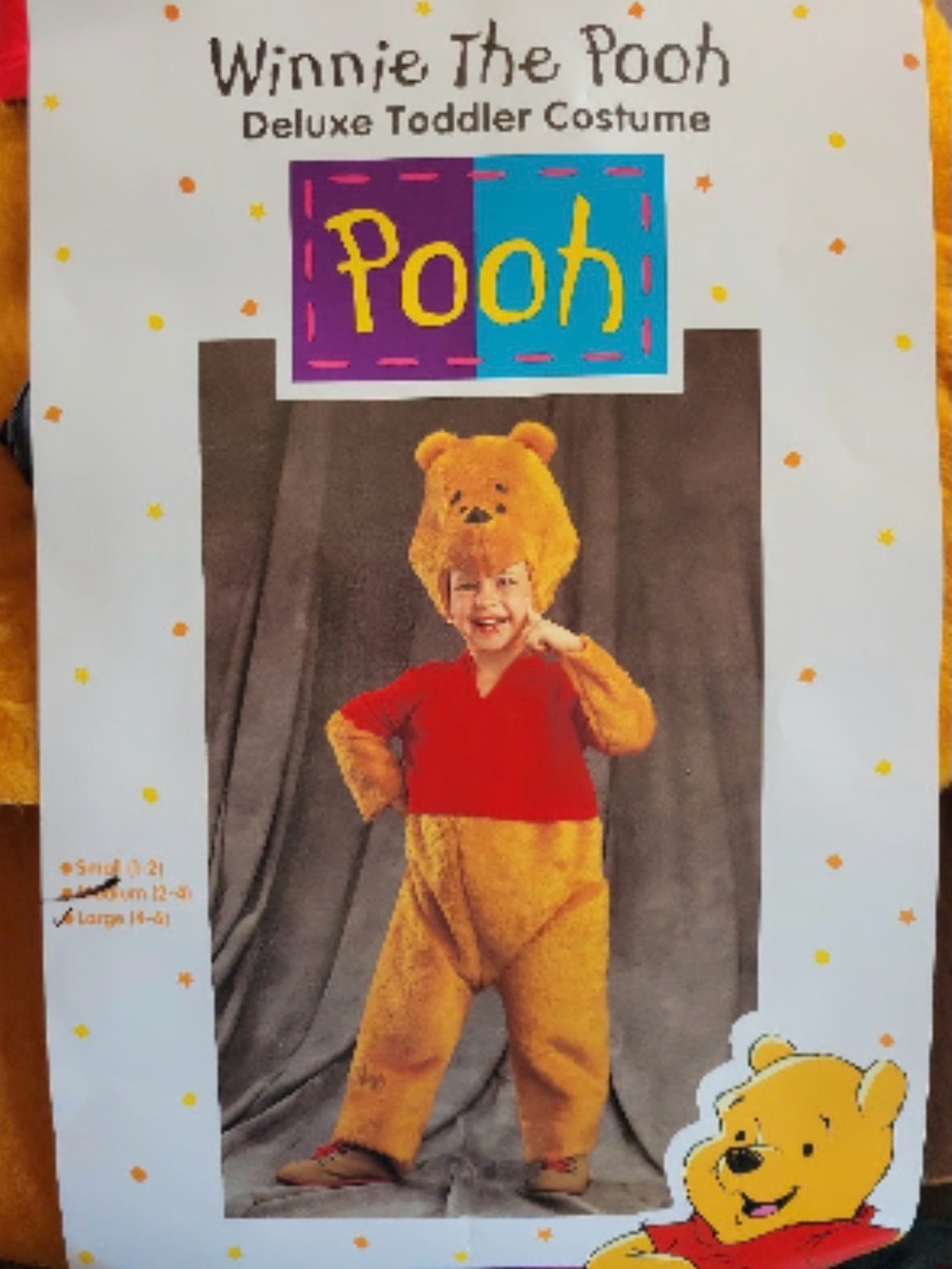 Disney Vintage Winnie the Pooh Toddler Costume - Yellow & Red size 4-6yo